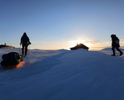 Arrival at the Jansbu Hut During the Heroes of Telemark on Hardangervidda in Norway