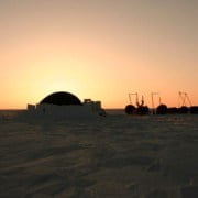 Tent in the Snow During Sunset Tent in the Snow During Sunset