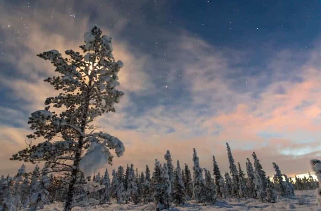 Zonsondergang in Zweeds Lapland