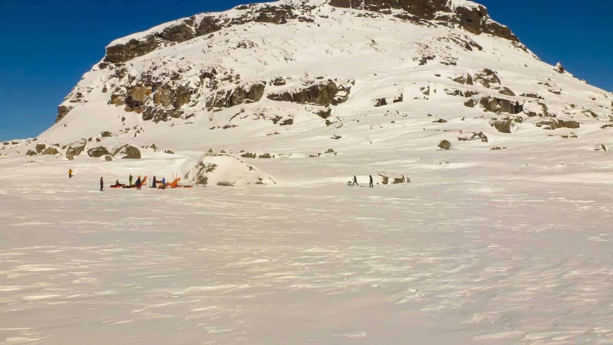 Kungsleden trail in de winter in Zweden, Abisko